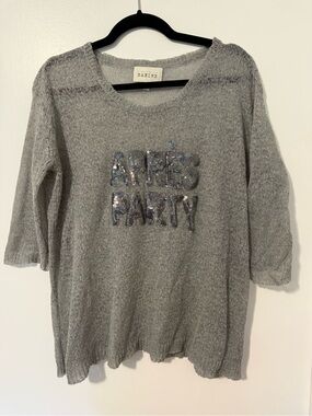 Sabine Silver-Gray Sequin 'APRES PARTY' Knit Sweater